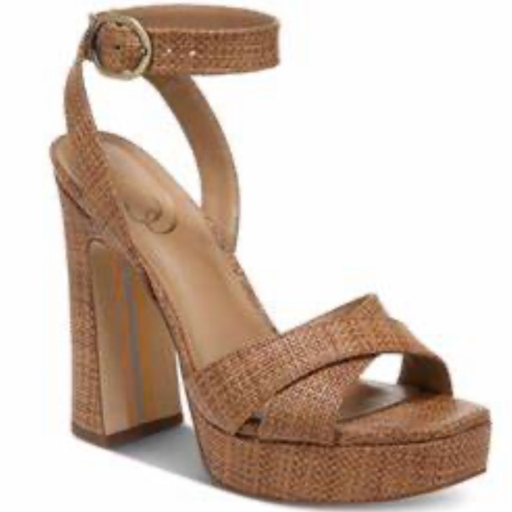 Sam Edelman Kayna Ankle Strap Tan Platform Sandals